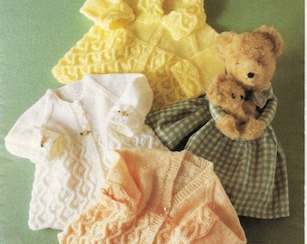 Vintage baby cardigan matinee coat dress knitting pattern PDF instant download