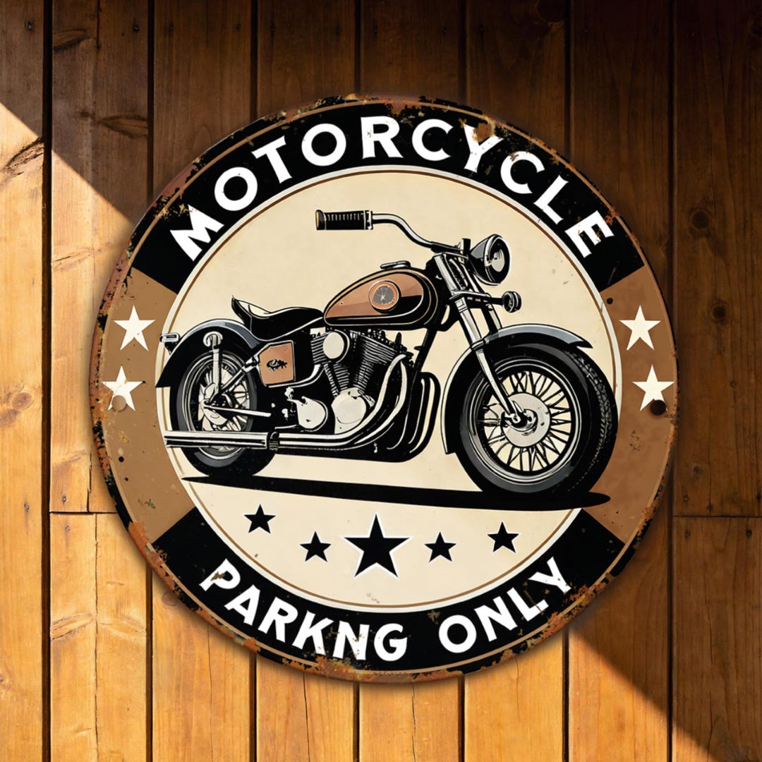 Motorcycle Parking Tin Sign,biker Garage Metal Signs,classic Motorcycle ...