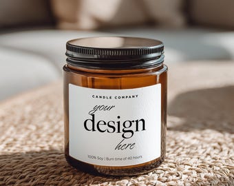 Amber Jar 9oz Candle Mockup PSD Smart Object Digital Download for Print on Demand