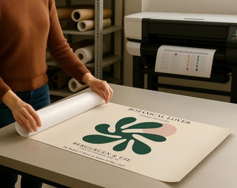 Rolled Horizontal Paper Poster Mockup PSD Template with Person ISO A DIN Ratio
