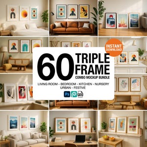 Conjunto de maquetas de trípticos: 3 sets de pósteres de arte mural para interiores modernos