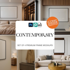 Contemporary Poster Frame Mockup PSD Set for Wall Art