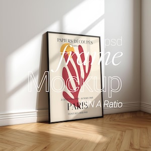 Minimalist Black Frame Mockup with Natural Sunlight – Scandinavian Style Interior Perspective Poster Display