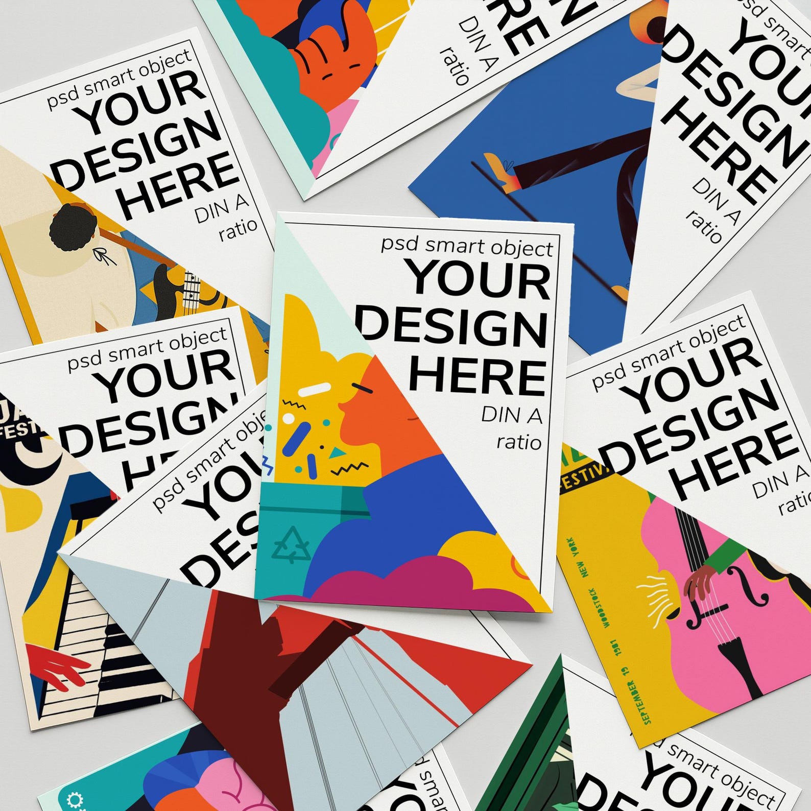 Multiple Poster Mockup – DIN A Ratio Smart Object PSD Wall Art Template ...