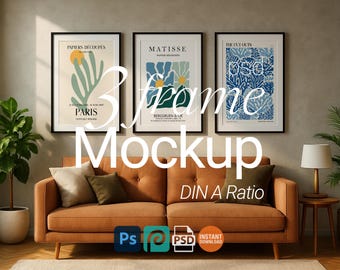 3 Vertical Frame Mockup PSD Set – Wall Art Digital Print Template