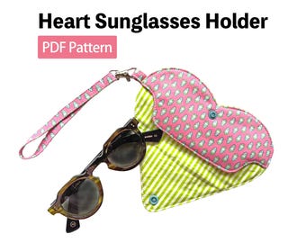 Heart Sunglasses Holder Sewing Pattern, Bag Charm Sunglasses Case, PDF Sewing Pattern, Digital Download