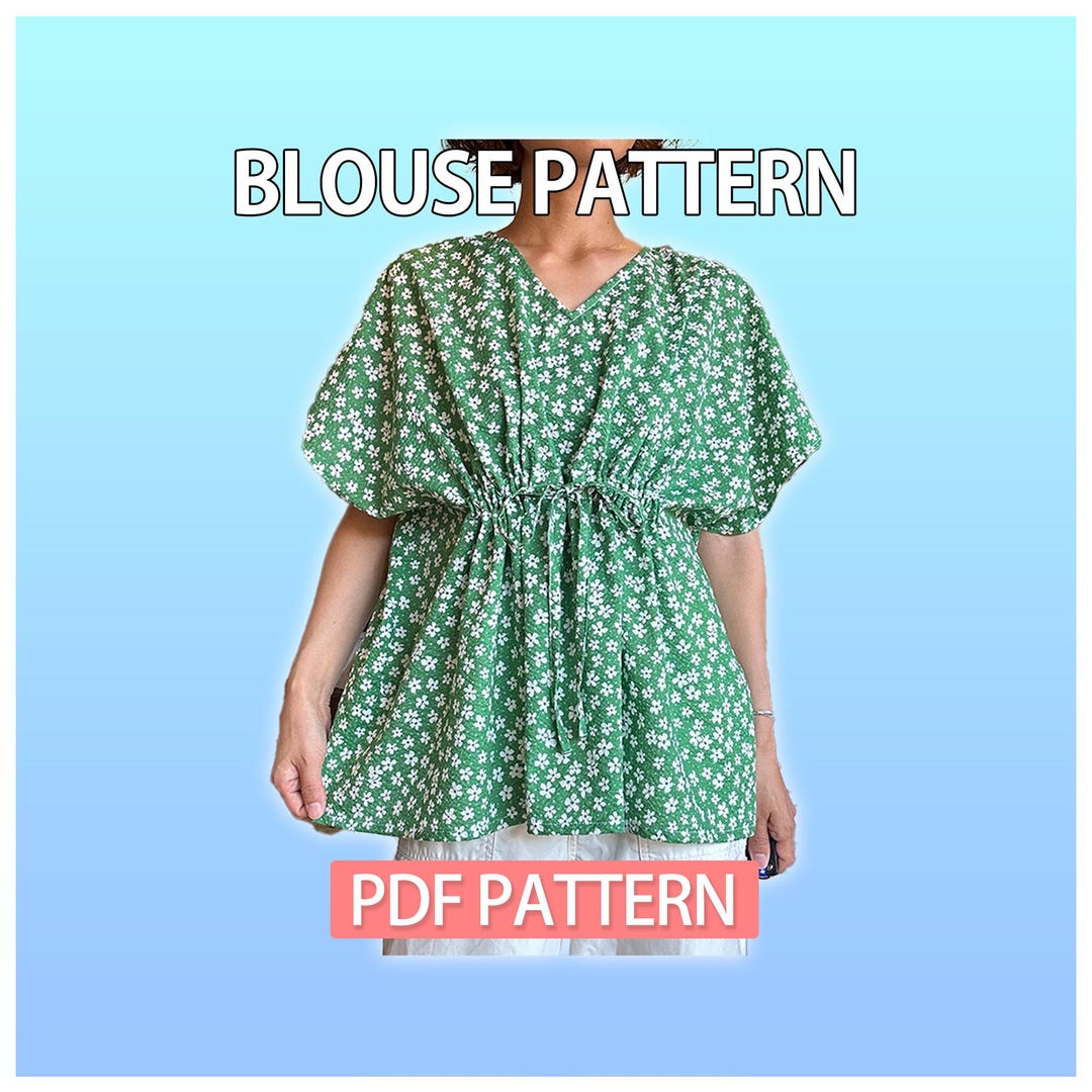 Summer Blouse Sewing Pattern PDF / One Size Fits S–XL / Adjustable ...