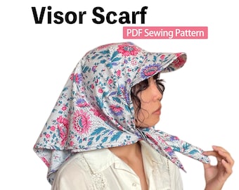 Visor Scarf PDF Sewing Pattern, Head Scarf with Brim, Sun Visor Hat Pattern, DIY Summer Headwear, Digital Sewing Pattern
