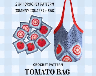 Crochet Tomato Bag Pattern – Granny Square Tote, Video Tutorial (PDF Download)