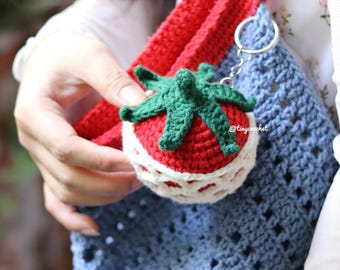 Tomato Crochet Keychain, Amigurumi Keychain, Mini Bag Charm, Gift for Her