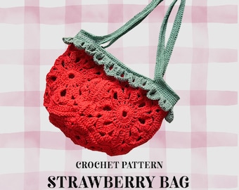 Crochet Pattern - Strawberry Bag : Video Tutorial + PDF Download