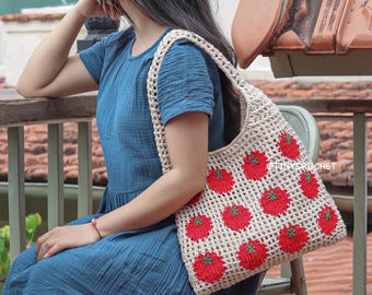 ToMaTote – Color Mix Tomato Bag | Handmade Mesh Shoulder Tote | Summer Market Bag