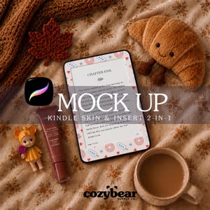 Cozy Kindle skin Mockup Template | Autumn eReader Insert Mockup | Procreate PNG Mockup | Fall Kindle insert | POD Kindle Cover Mockup