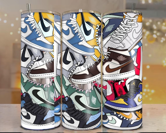 Air Jordan Inspired 20oz Skinny Tumbler Wrap PNG | Sneakerhead Tumbler Design | Streetwear Cup Wrap | Digital Download