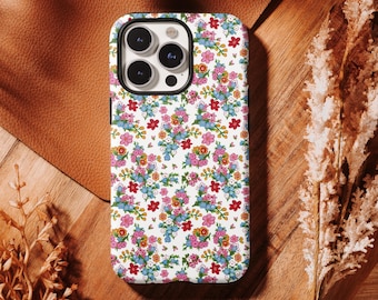 Funda resistente con diseño de flores de colores, compatible con iPhone 17, 16, 15, 14, 13, 12, 11 Pro Max, Samsung S25, S24, S23, S22 Ultra