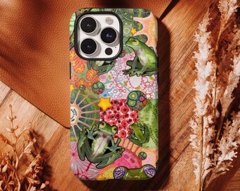 Psychedelic Frog Collage Case, Trippy Colorful Pattern,Weirdcore iPhone 17 16, 15, 14, 13, 12, 11 Pro Max ,Samsung S25 S24 S23 S22 Ultra