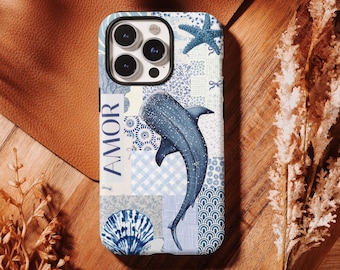 Whale Ocean Collage Phone Case Ocean Sea Life Art Compatible For  iPhone 17 16, 15, 14, 13, 12, 11 Pro Max ,Samsung S25 S24 S23 S22