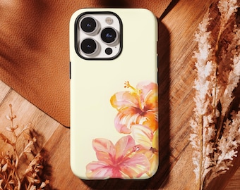 Tropical Floral Flower Case, Hibiscus Case, Hawaiian Girly Aesthetic,iPhone 17 16, 15, 14, 13, 12, 11 Pro Max ,Samsung S25 S24 S23 S22 Ultra