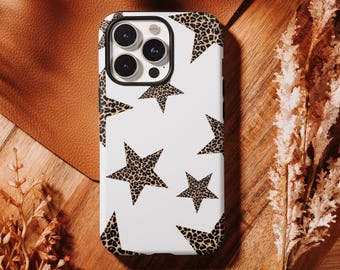 Leopard Star Phone Case, Cheetah Girls Y2K Stars Phone Cover for iPhone 17 16, 15, 14, 13, 12, 11 Pro Max ,Samsung S25 S24 S23 S22 Ultra