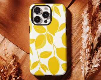 Yellow Lemons Phone Case, Trendy Yellow Floral Cover Compatible for iPhone 17 16, 15, 14, 13, 12, 11 Pro Max ,Samsung S25 S24 S23 S22 Ultra