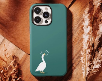 Funda para teléfono con diseño divertido de ganso, funda minimalista con pato, diseño de animalito verde, compatible con iPhone 17, 16, 15, 14, 13, 12, 11 Pro Max y Samsung S25, S24, S23 y S22 Ultra.