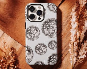 Silver Disco Ball Phone Case - Retro 70s Party Cover ,Compatible For iPhone 17 16, 15, 14, 13, 12, 11 Pro Max ,Samsung S25 S24 S23 S22 Ultra