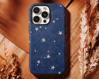 Starry Sky Case Dark Blue Night Stars Cover, Compatible For iPhone 17 16, 15, 14, 13, 12, 11 Pro Max ,Samsung S25 S24 S23 S22 Ultra
