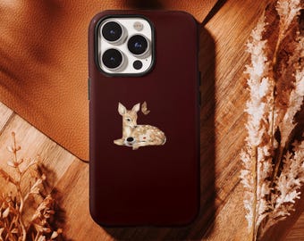 Burgundy Deer Phone Case, Cute Animal Design, Coquette Phone Case, iPhone 17 16, 15, 14, 13, 12, 11 Pro Max ,Samsung S25 S24 S23 S22 Ultra