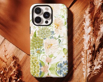 Watercolor Floral Phone Case, Botanical Flower Phone Cover, iPhone 17 16, 15, 14, 13, 12, 11 Pro Max ,Samsung S25 S24 S23 S22 Ultra