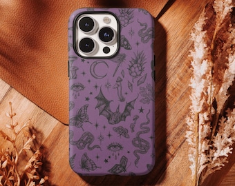 Funda para teléfono Dark Forest Bat - Funda con estética gótica de bruja para iPhone 17 16, 15, 14, 13, 12, 11 Pro Max, Samsung S25 S24 S23 S22 Ultra