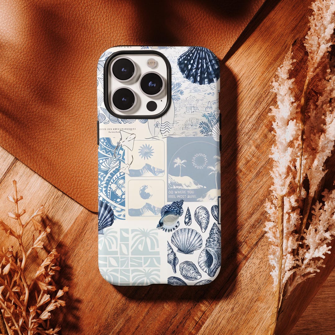 Coastal Aesthetic Preppy Seashell Ocean Case, Beachy Tropical Case ...