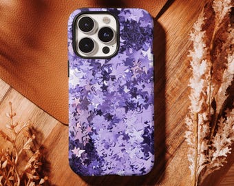 Purple Star Phone Case,Lavender Sparkle Confetti Cover,Y2K Aesthetic,iPhone 17 16, 15, 14, 13, 12, 11 Pro Max ,Samsung S25 S24 S23 S22 Ultra