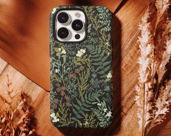 Green Fern Phone Case, Botanical Meadow Wildflower Garden Cover ,iPhone 17 16, 15, 14, 13, 12, 11 Pro Max ,Samsung S25 S24 S23 S22 Ultra