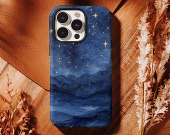 Starry Night Sky Phone Case Night Aesthetic Celestial Stars, iPhone 17 16, 15, 14, 13, 12, 11 Pro Max ,Samsung S25 S24 S23 S22 Ultra