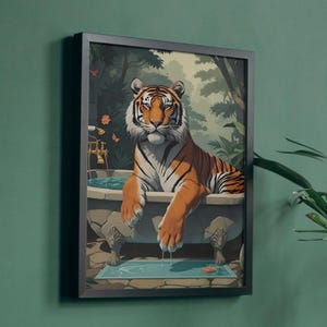 Tiger Printable Wall Art – Jungle Animal Digital Download, Safari Wildlife Decor for Living Room, Bedroom, or Home Office