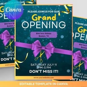 Plantilla de volante de inauguración para peluquería, salón de pestañas y uñas | Anuncio editable en Canva para boutique, spa y salón de belleza | Descarga instantánea