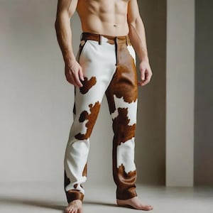 Cowhide leather pants | luxurious real hair on cow skin, trendy animal print western pony hair bottoms | Cowhide Leather Pants Western Wear
