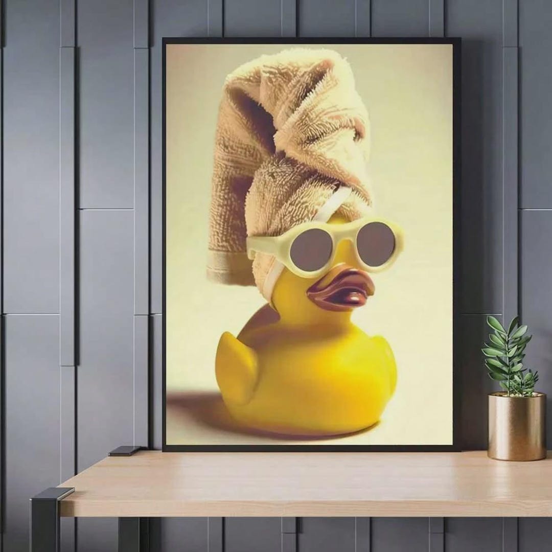 Yellow Duck Wall Art | Bathroom Print | Funny Rubber Duck Poster - Etsy