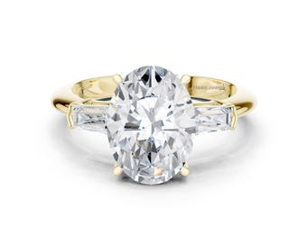 Oval Lab Grown Diamond Engagement Ring | 14K White Gold, Three Stone