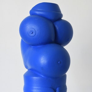 Blue Porcelain Pregnant Figure Sculpture Vase
