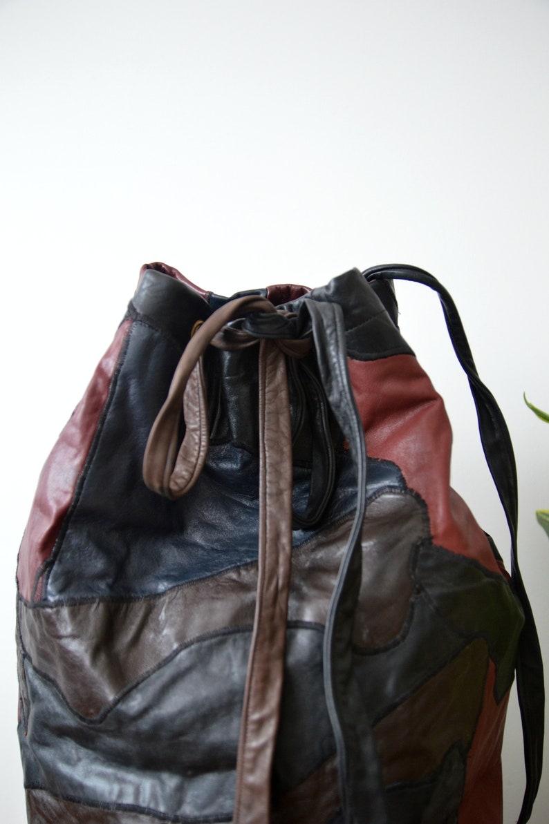 Vintage Backpack Travel Shoulder Bag Patchwork Large Overnighter
