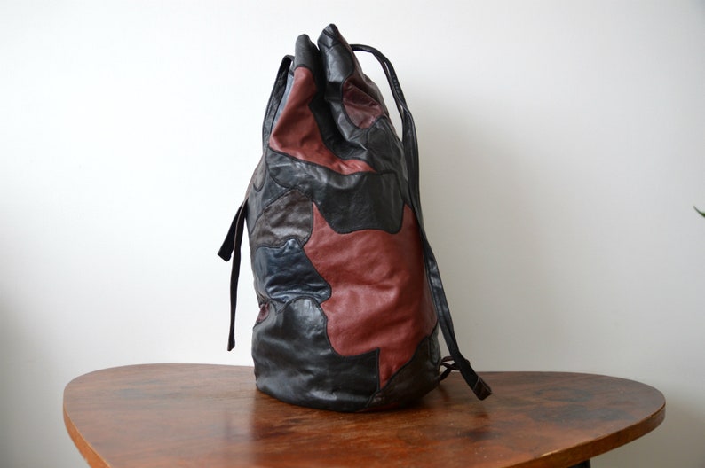 Vintage Backpack Travel Shoulder Bag Patchwork Large Overnighter