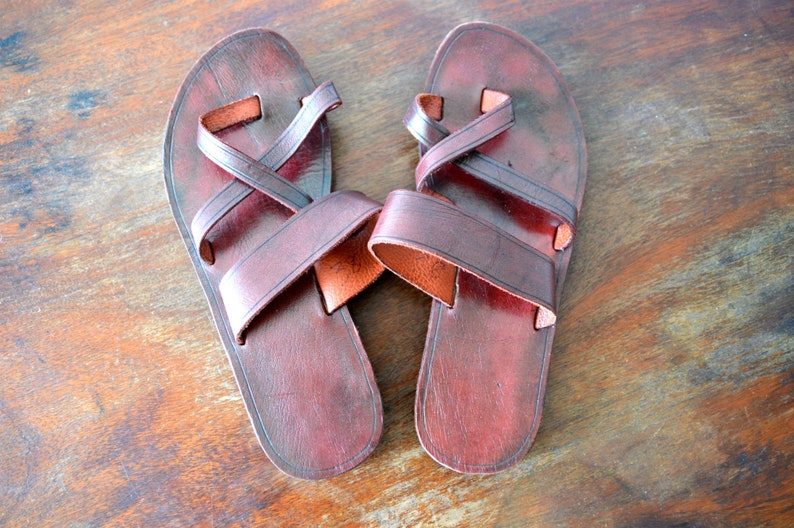 Leather Sandals, Toe Loop Slip On, Jesus Shoes Summer Thongs Leather Sandals, Toe Loop Slip On, Jesus Shoes Summer Thongs