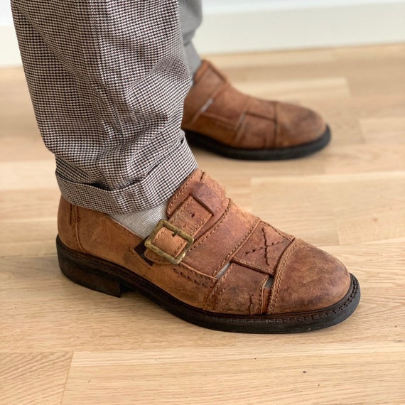 Men's Leather Sandals 90s Vintage Brown Huaraches