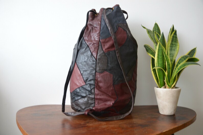 Vintage Backpack Travel Shoulder Bag Patchwork Large Overnighter