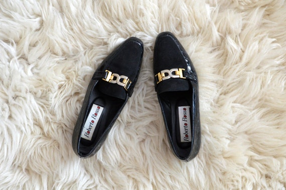 gold black loafers