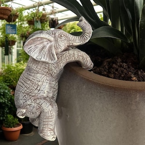 Elephant Plant Pot Hanger | Ceramic Elephant Climber | Cute Animal Pot Ornament | Elephant Garden Decor | Fun Elephant Lover Accessory