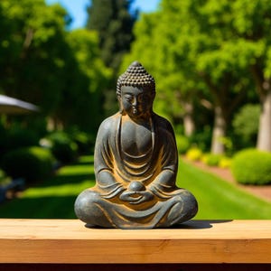 Japanese Meditation Buddha Statue for Garden Decor | Resin Zen Figurine | Oriental Outdoor Sculpture | Spiritual Buddhism Ornament
