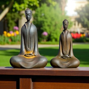 Sitting Buddha Statue | Japanese Cast Iron Sculpture | Zen Garden Decor | Yoga Home Accent | Spiritual Gift | Memorial Art | Buddha Ornament