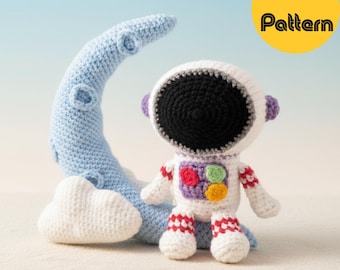 Amigurumi Astronaut Crochet Pattern, Spaceman on Moon PDF, Space Nursery Decor Toy